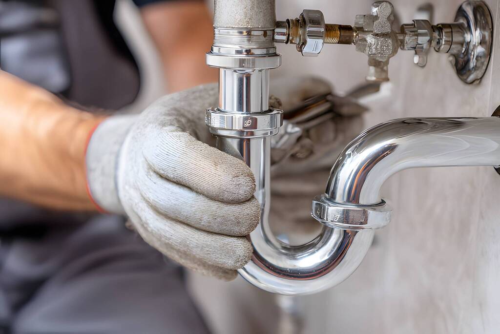 Plumber,repairing,pipe,burst,in,dimly,lit,basement,at,night Plumber repairing pipe burst in dimly lit basement at night with tools scattered around during emergency plumbing situation.